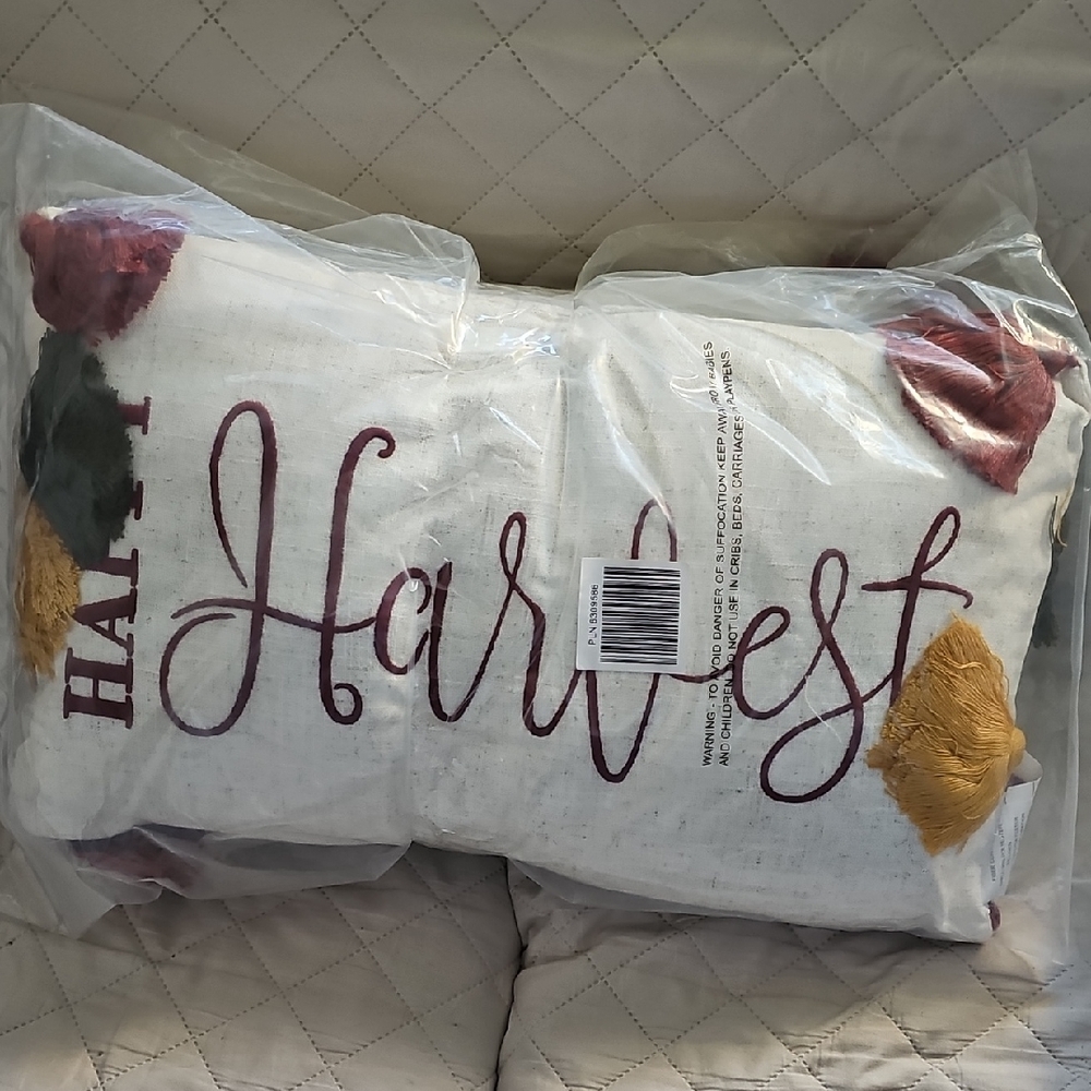 Nwt 2 Happy Harvest Pillow with Multicolor Tassels